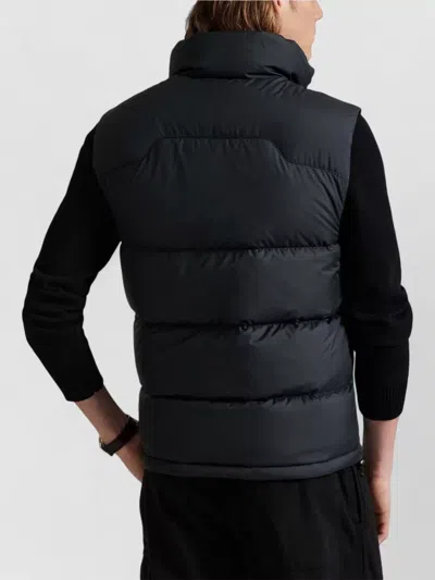 Ralph Lauren Puffer Gilet High Collar Quilted Zip Pockets In Black