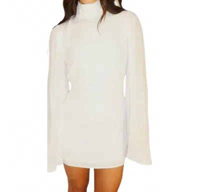Act Pretty Chic Mock Neck Flared Sleeve Mini Dress In White In White