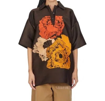 Ferragamo Women's Poppy Print Waist Coat In Brown In Brown