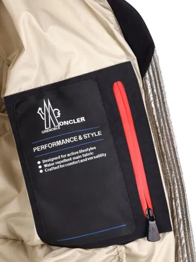 Moncler Hooded Metallic Finish Quilted Jacket Elastic Cuffs In Multi