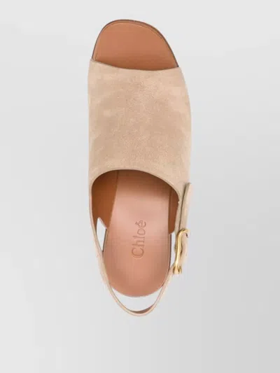 Chloé Platform Sandals Peep Toe Slingback Graffiti In Brown