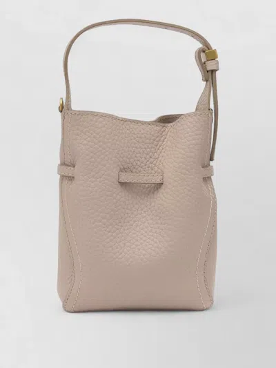 Gianni Chiarini Bucket Bag Textured Leather Adjustable Strap In Neutral