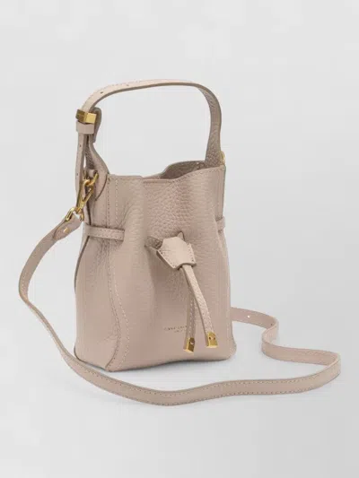 Gianni Chiarini Bucket Bag Textured Leather Adjustable Strap In Neutral