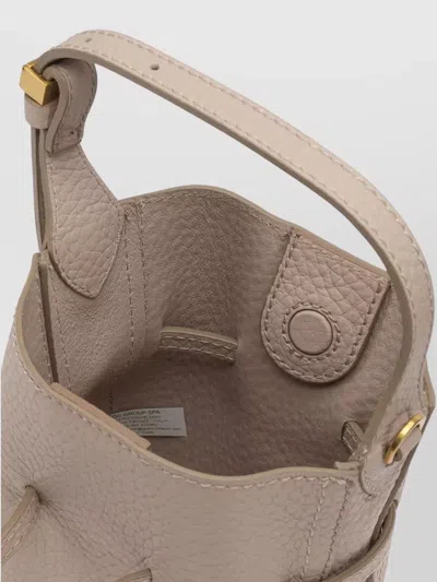 Gianni Chiarini Bucket Bag Textured Leather Adjustable Strap In Neutral