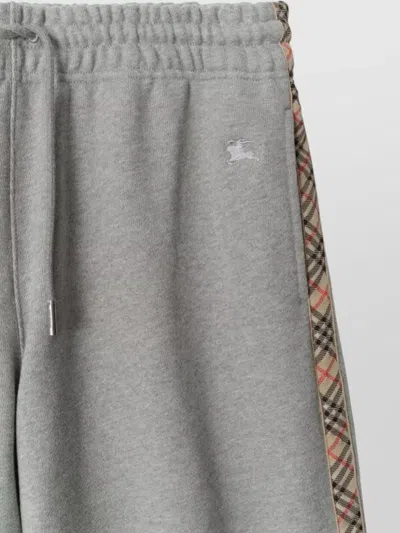 Burberry Cotton Sweatpants Elastic Waistband Side Stripes In Gray