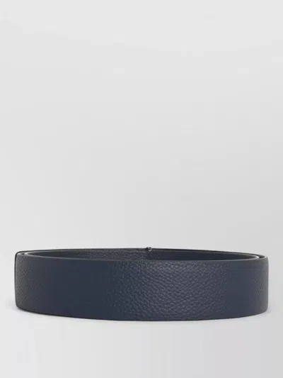 Tom Ford Dark Brown Reversible Textured Silver Buckle Belt In Blue