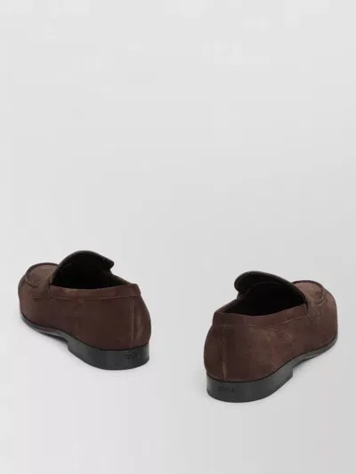 Tod's Suede Penny Strap Loafers Round Toe In Animal Print