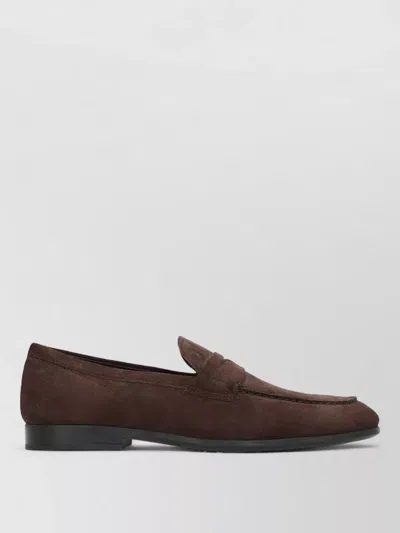 Tod's Suede Penny Strap Loafers Round Toe In Animal Print