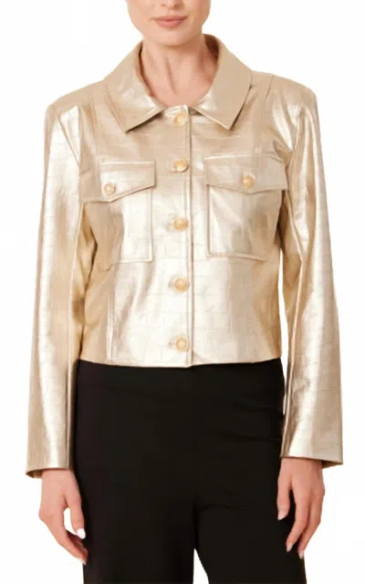 Dolce Cabo Gold Leather Jacket In Gold