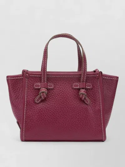 Gianni Chiarini Crossbody Bag Contrast Stitching Detachable Strap In Burgundy