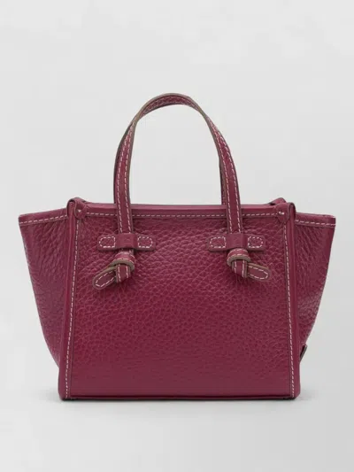 Gianni Chiarini Crossbody Bag Contrast Stitching Detachable Strap In Burgundy