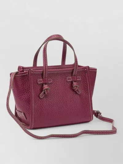 Gianni Chiarini Crossbody Bag Contrast Stitching Detachable Strap In Burgundy