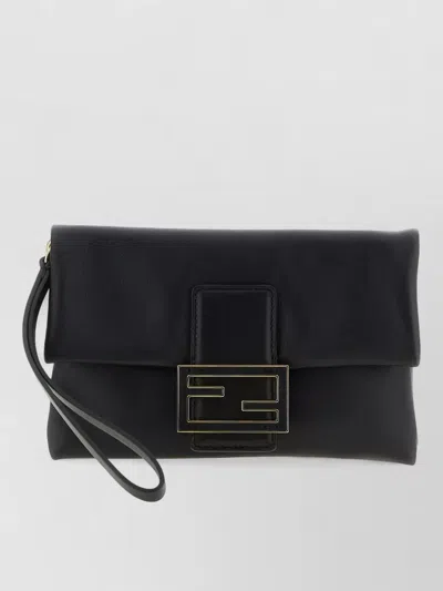 Fendi Mamma Baguette Clutch Bag Chain Wristlet In Black