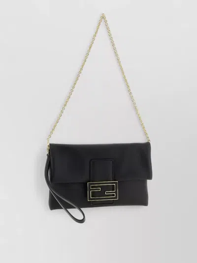 Fendi Mamma Baguette Clutch Bag Chain Wristlet In Black