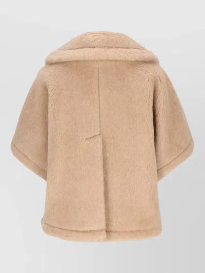 Max Mara Faux Fur Coat Short Sleeves Pockets In Multi