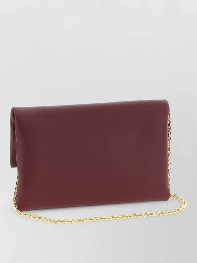 Fendi Nappa Leather Mamma Baguette Pouch With Chain In Burgundy