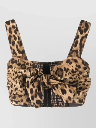 Dolce & Gabbana Bustier Top Leopard Motif Sweetheart Neckline In Multi