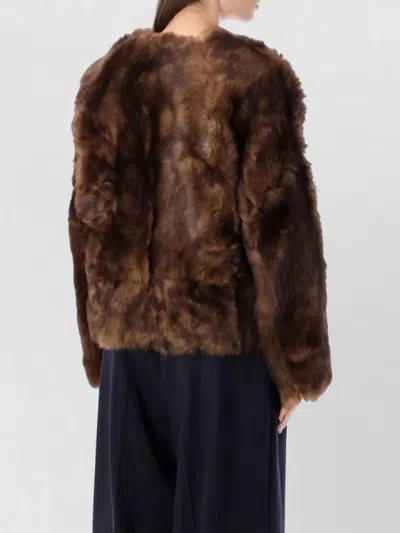 Zimmermann Shearling Jacket Straight Collarless Design In Animal Print
