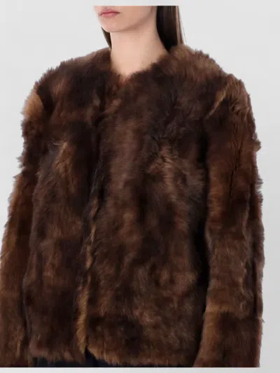Zimmermann Shearling Jacket Straight Collarless Design In Animal Print