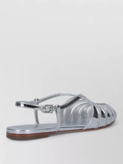 Ferragamo Sandal Flat Sole Metallic Finish Open Toe In Multi