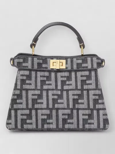 Fendi Peekaboo Petite Shoulder Bag Gold Hardware In Gray