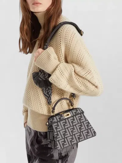 Fendi Peekaboo Petite Shoulder Bag Gold Hardware In Gray