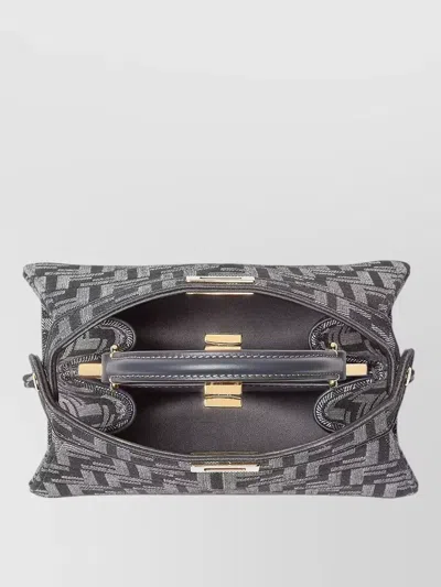 Fendi Peekaboo Petite Shoulder Bag Gold Hardware In Gray