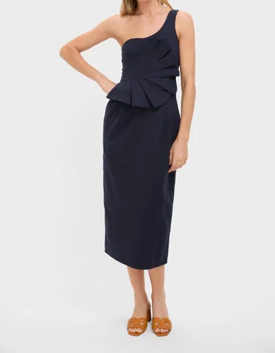 De Loreta Cielo Midi Dress In Navy In Blue