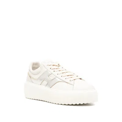 Hogan H Stripe Plateform Sneaker Metallic In Neutral