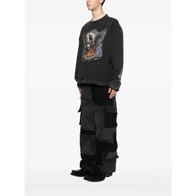 Who Decides War Moon Graphic Distressed Sweatshirt In Black