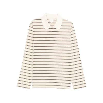 Apc Striped Long-sleeve Polo Shirt In Neutral