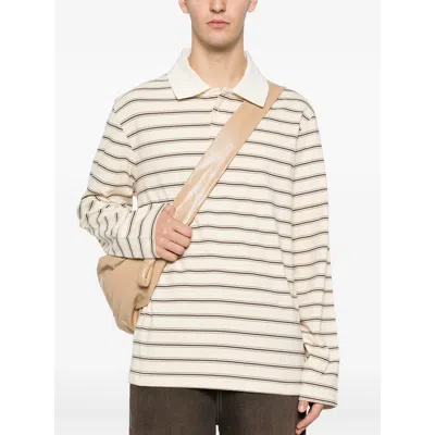 Apc Striped Long-sleeve Polo Shirt In Neutral