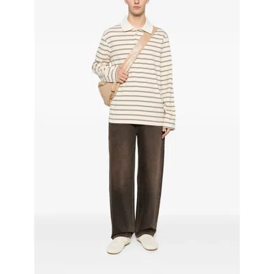 Apc Striped Long-sleeve Polo Shirt In Neutral