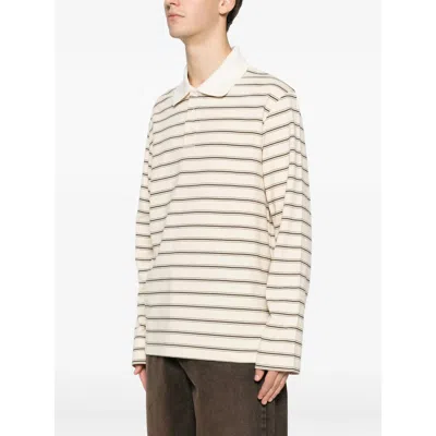 Apc Striped Long-sleeve Polo Shirt In Neutral