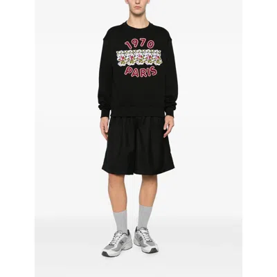 Kenzo Tiger Embroidery Crew Neck Sweatshirt In Black
