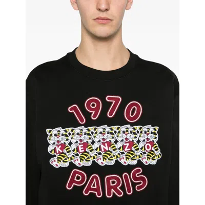 Kenzo Tiger Embroidery Crew Neck Sweatshirt In Black