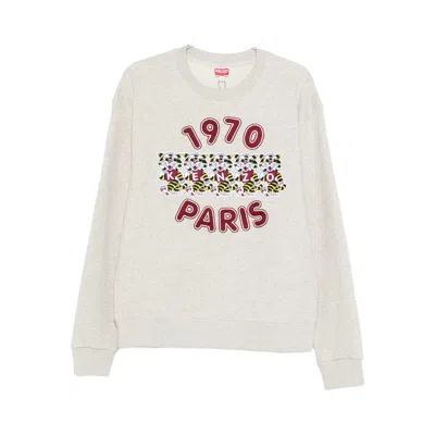 Kenzo Paris Graphic Crew-neck Sweatshirt In Neutral
