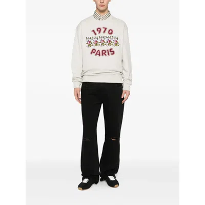 Kenzo Paris Graphic Crew-neck Sweatshirt In Neutral