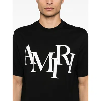 Amiri Cotton Staggered Logo T-shirt Men In Black