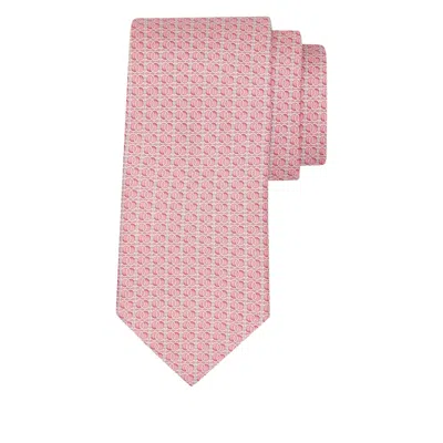 Ferragamo Gancini Chain Print Silk Tie In Pink