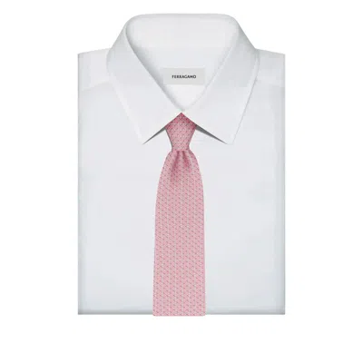 Ferragamo Gancini Chain Print Silk Tie In Pink