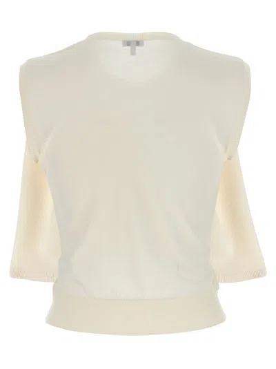 Loewe Wool Sleeveless Sweater Crew Neck Ribbed Hem In Neutral