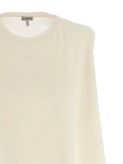 Loewe Wool Sleeveless Sweater Crew Neck Ribbed Hem In Neutral