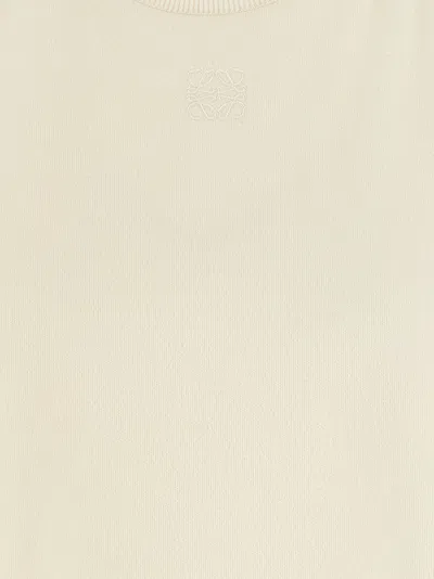 Loewe Wool Sleeveless Sweater Crew Neck Ribbed Hem In Neutral