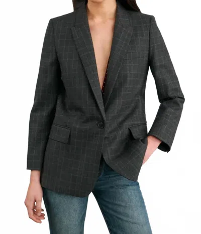 Nili Lotan Diane Single Breasted Blazer In Espresso Check In Black