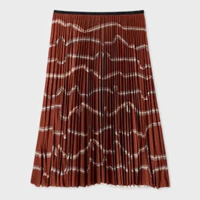 Paul Smith Women's Rust Red 'signature Stripe' Ribbon Print Skirt In Brown