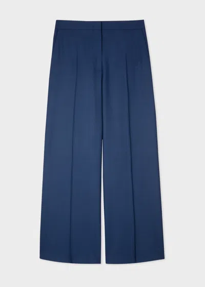 Ps By Paul Smith Women's Navy Wool-hopsack Wide Leg Trousers Blue In Blue