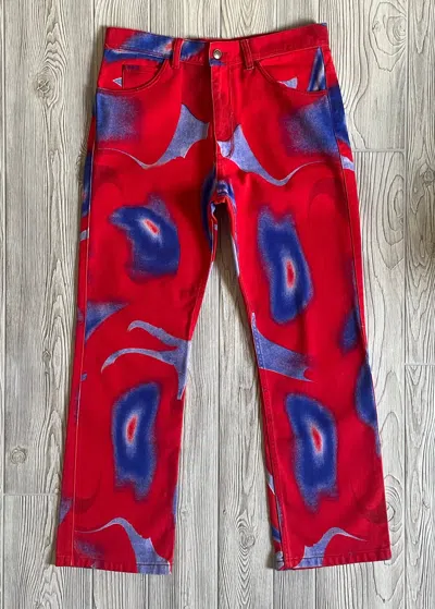 Pre-owned Erl Red & Blue Graphic Jeans In Multi