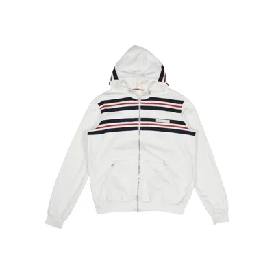 Pre-owned Prada Sport Striped Zip Hoodie White