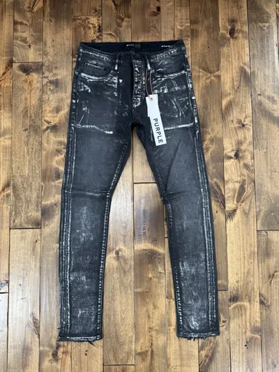 Pre-owned Purple Brand Wax Coated Skinny Jeans In Black